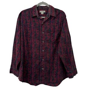 VTG Steeple Chase Top L Paisley‎ Stripe French Country Provencal Dark Floral